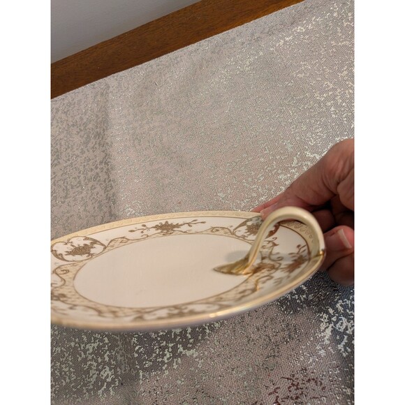 Noritake M Vtg Bone China Lemon Handled Plate Server Flowers Gold Trim Grandma - Picture 8 of 10